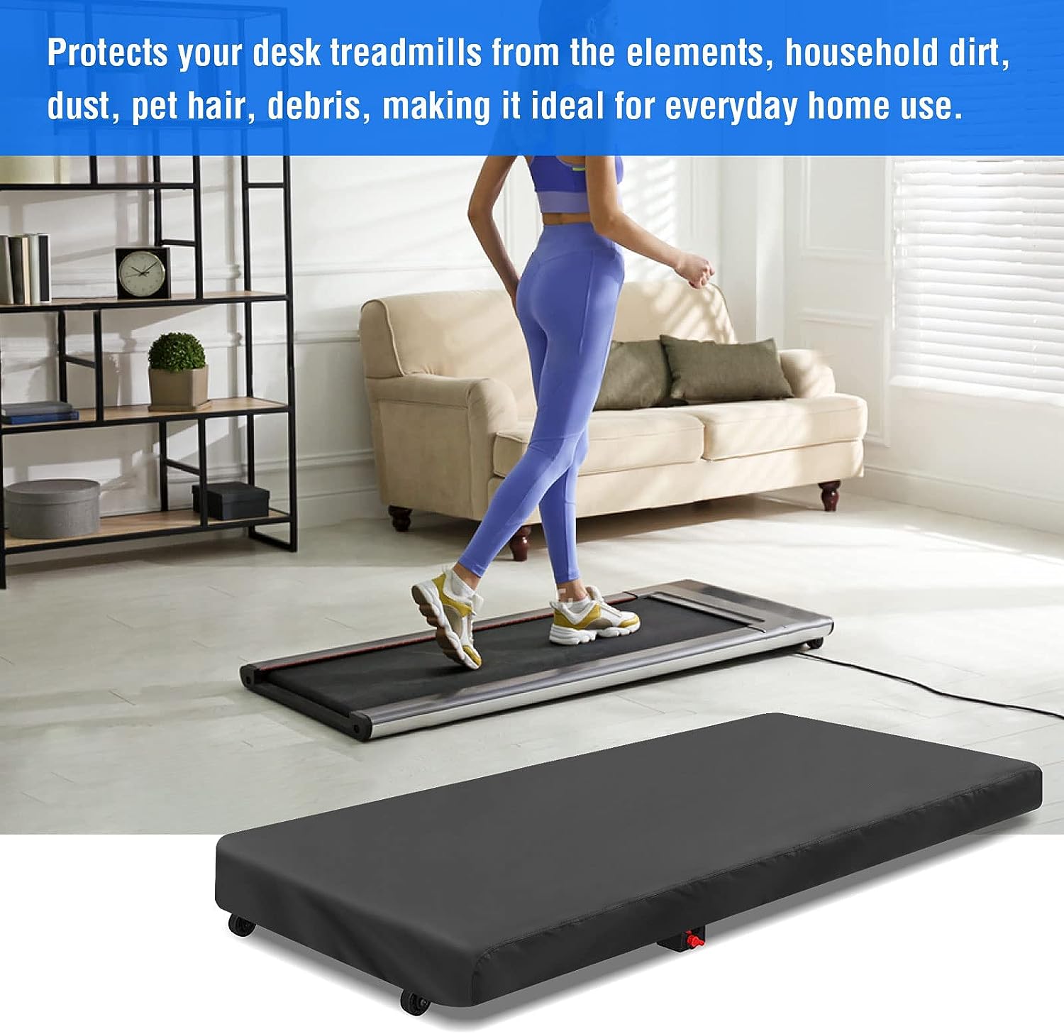 Aidetech Under Desk Treadmill Cover, Dust-Proof Walking Pad Cover, Waterproof Protective Cover for Walking Treadmill Office Under Desk(Black,)