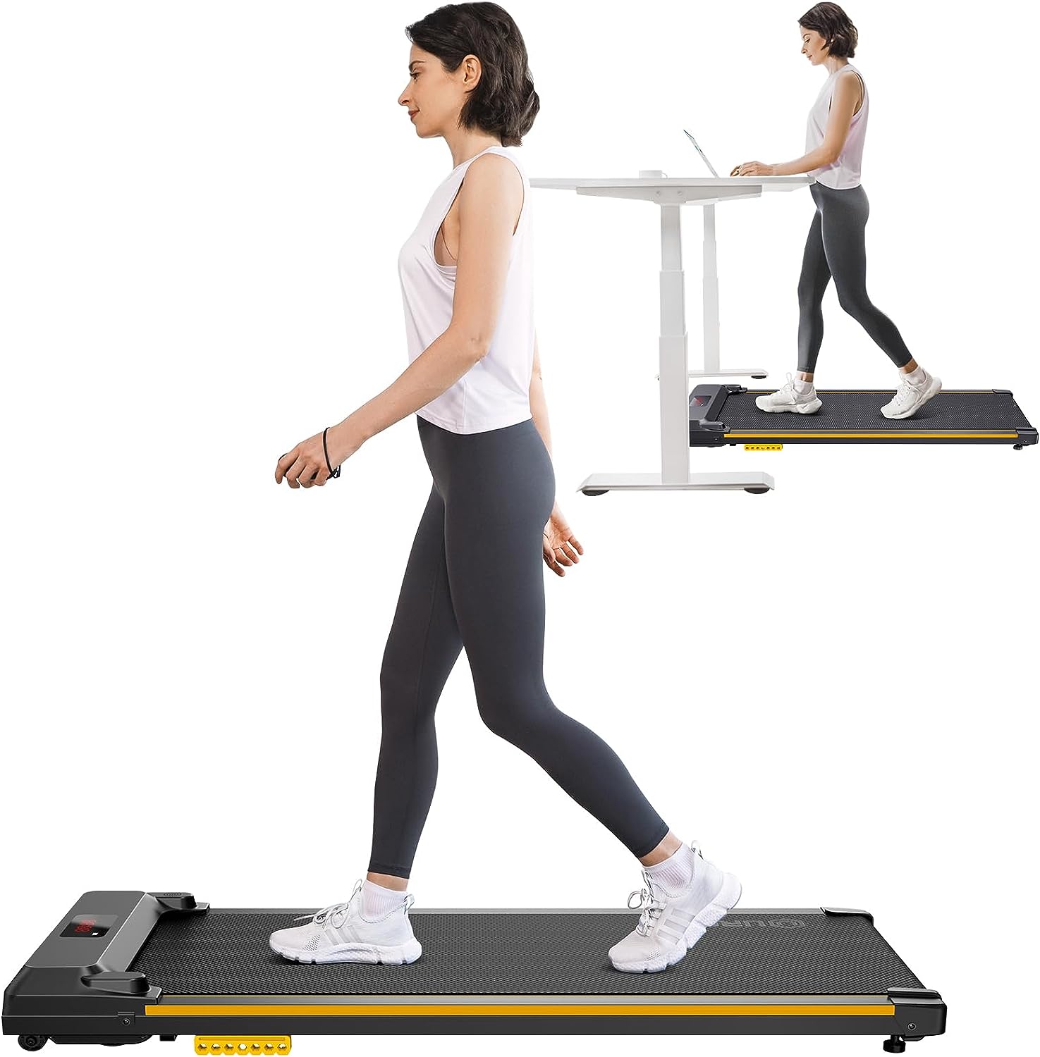 UREVO Walking Pad, Under Desk Treadmill, Portable Treadmills for Home/Office, Walking Pad Treadmill with Remote Control, LED Display
