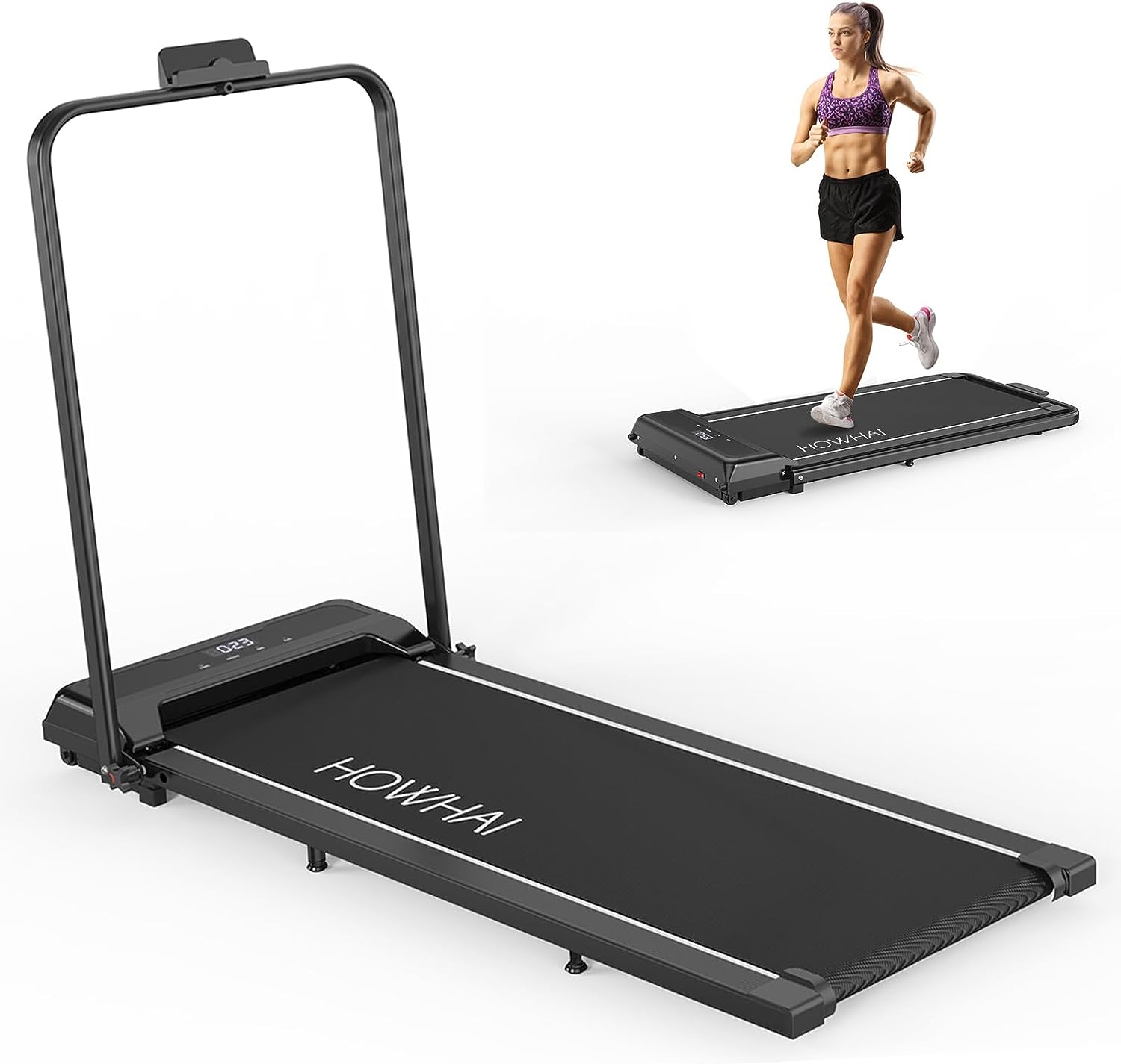 Walking Pad Treadmill, Under Desk Treadmill Foldable 2 in 1, 6.2 MPH Running Treadmill with Remote Control and LED Display, Running Machine for Home Office Use(Black/White)