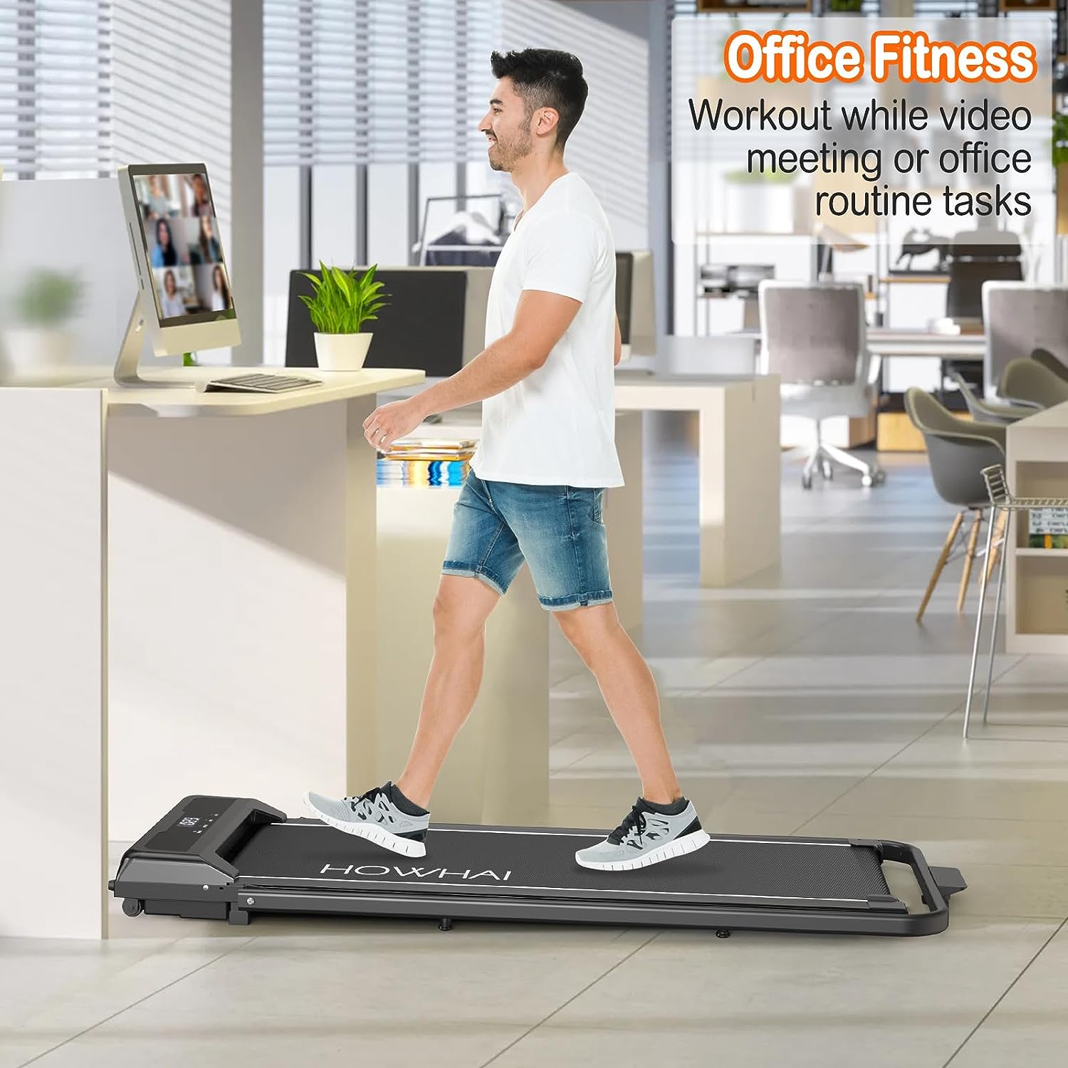 Walking Pad Treadmill, Under Desk Treadmill Foldable 2 in 1, 6.2 MPH Running Treadmill with Remote Control and LED Display, Running Machine for Home Office Use(Black/White)