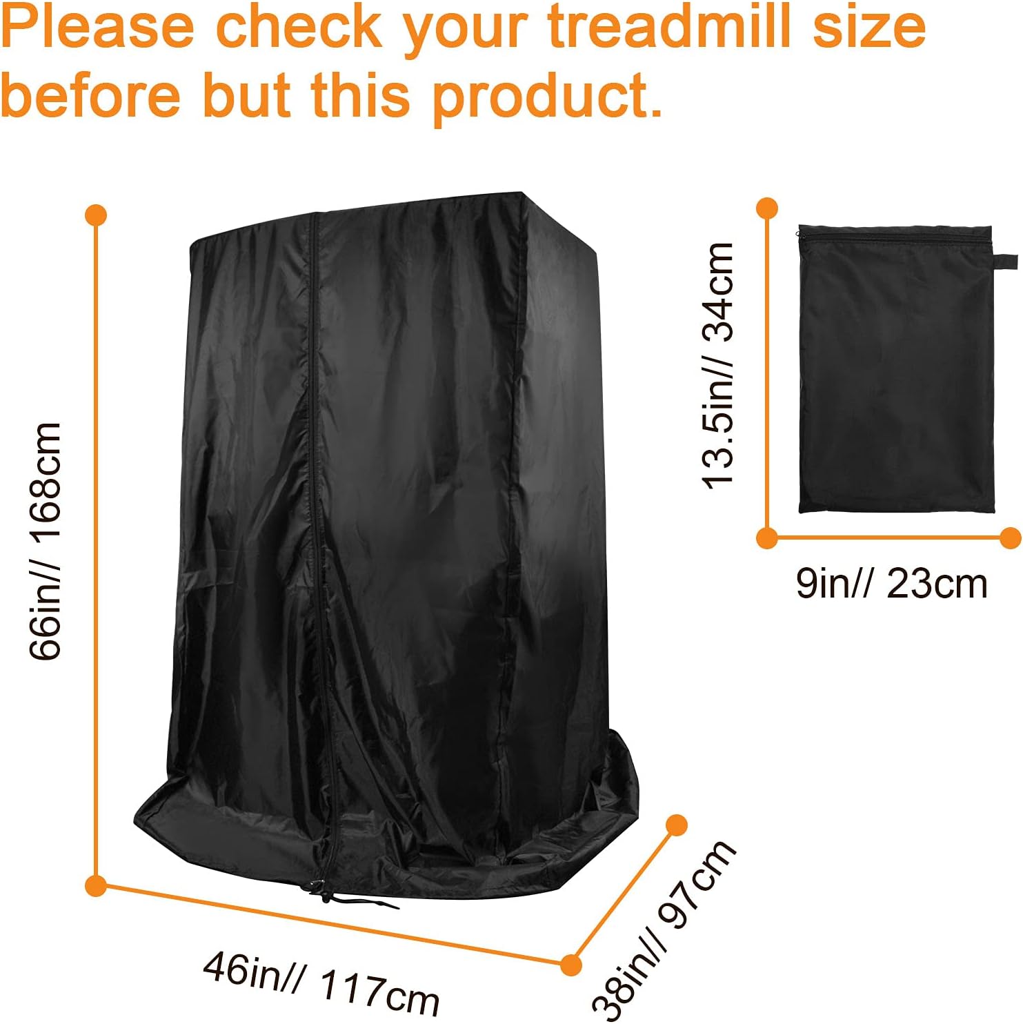 Black Treadmill Cover 46 L x 38 W x 66 H, Luxiv Dustproof Waterproof Cover for Treadmill Fold-able Cover for Indoor Outdoor Sunscreen Treadmill Cover with Storage Bag