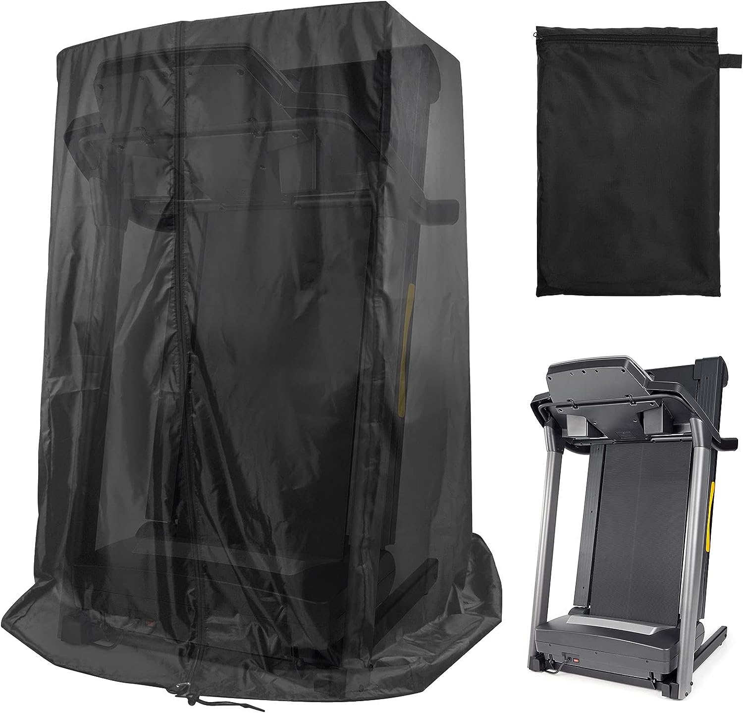 Black Treadmill Cover 46 L x 38 W x 66 H, Luxiv Dustproof Waterproof Cover for Treadmill Fold-able Cover for Indoor Outdoor Sunscreen Treadmill Cover with Storage Bag