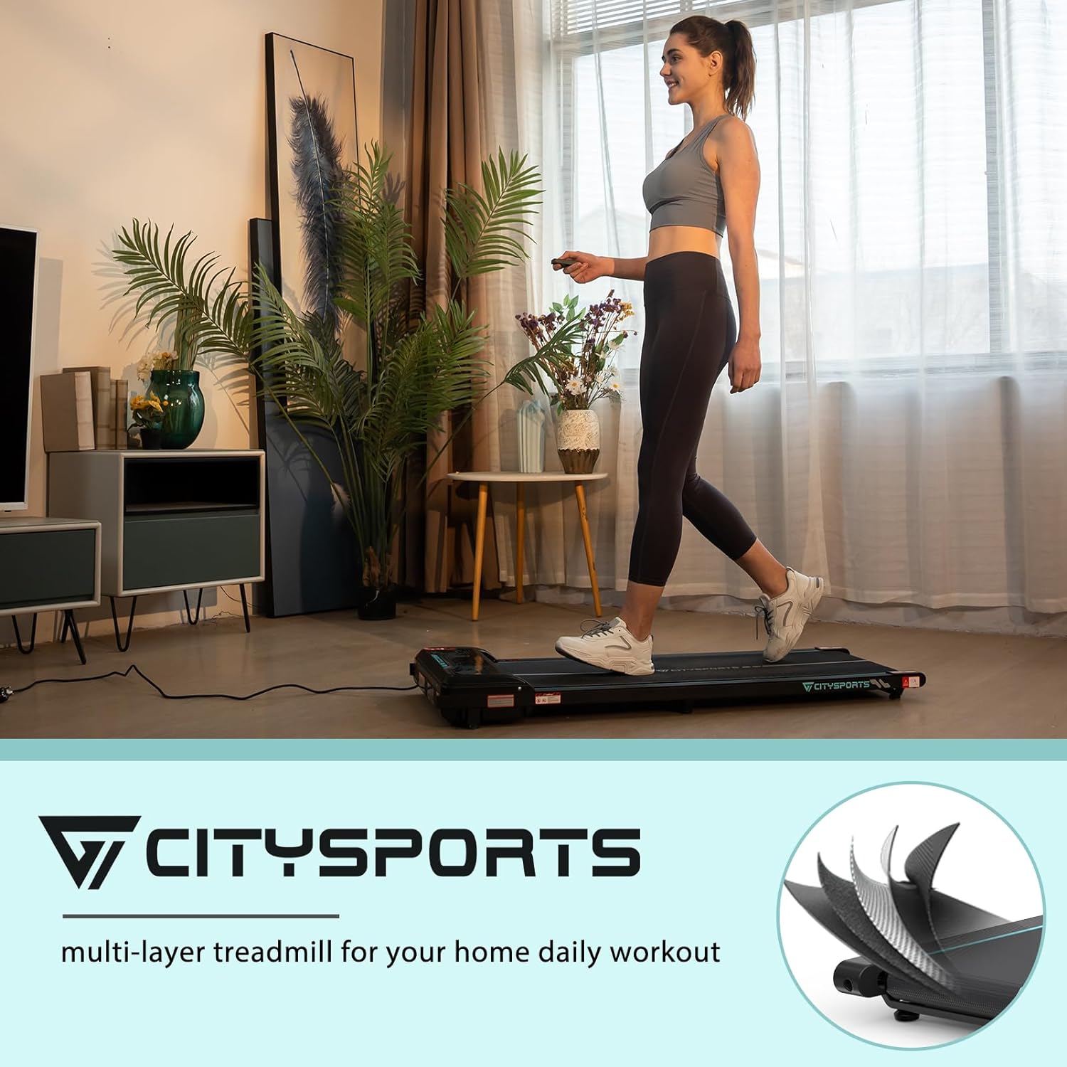 CITYSPORTS Treadmill Under Desk, Walking Pad Treadmill, Treadmill Ultra Slim  Portable for Home