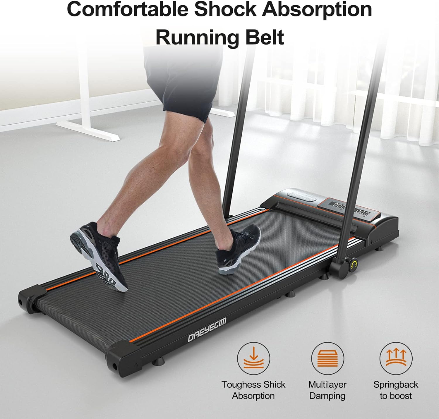 DAEYEGIM Treadmill-Walking Pad-Under Desk Treadmill-2 in 1 Folding Treadmill-Treadmills for Home-Black Orange