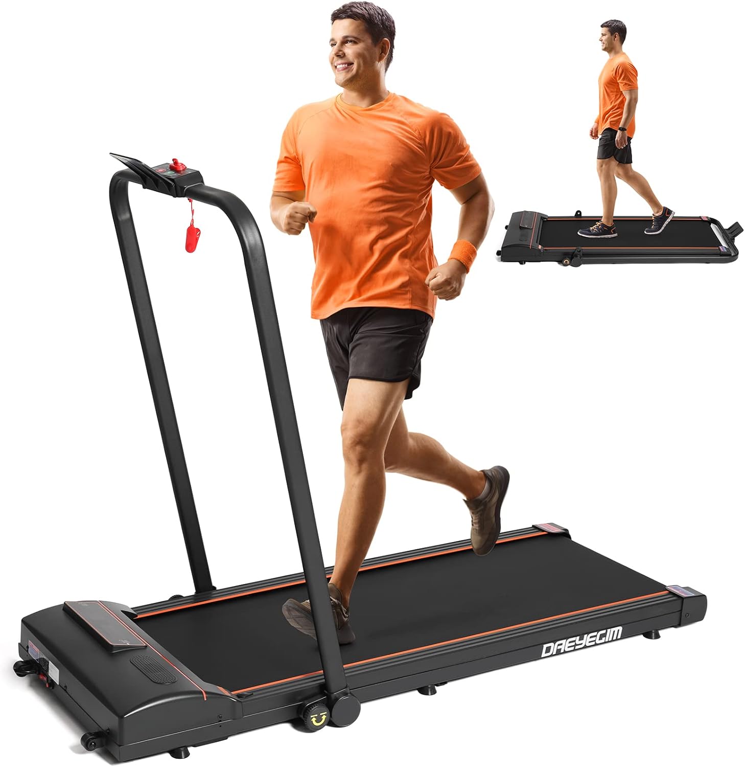DAEYEGIM Treadmill-Walking Pad-Under Desk Treadmill-2 in 1 Folding Treadmill-Treadmills for Home-Black Orange