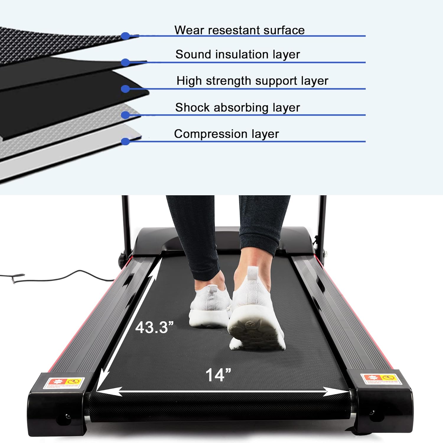 Electric Folding Treadmill, Folding Treadmills for Home with Bluetooth and Incline, 2.5HP Portable Treadmill with 12 Preset Programs, Treadmills Foldable for Indoor Home Gym Exercise Fitness