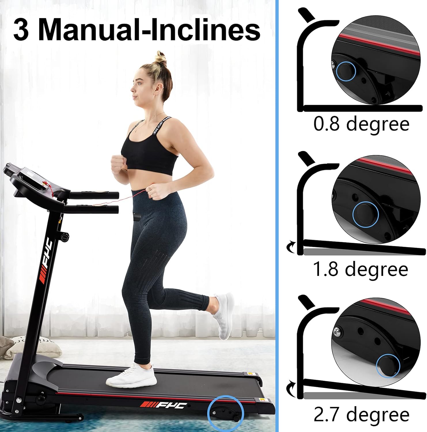FYC Folding Treadmills for Home with Bluetooth and Incline, 2.5HP Portable Running Machine Electric Compact Treadmills Foldable for Exercise Home Gym Fitness Walking Jogging