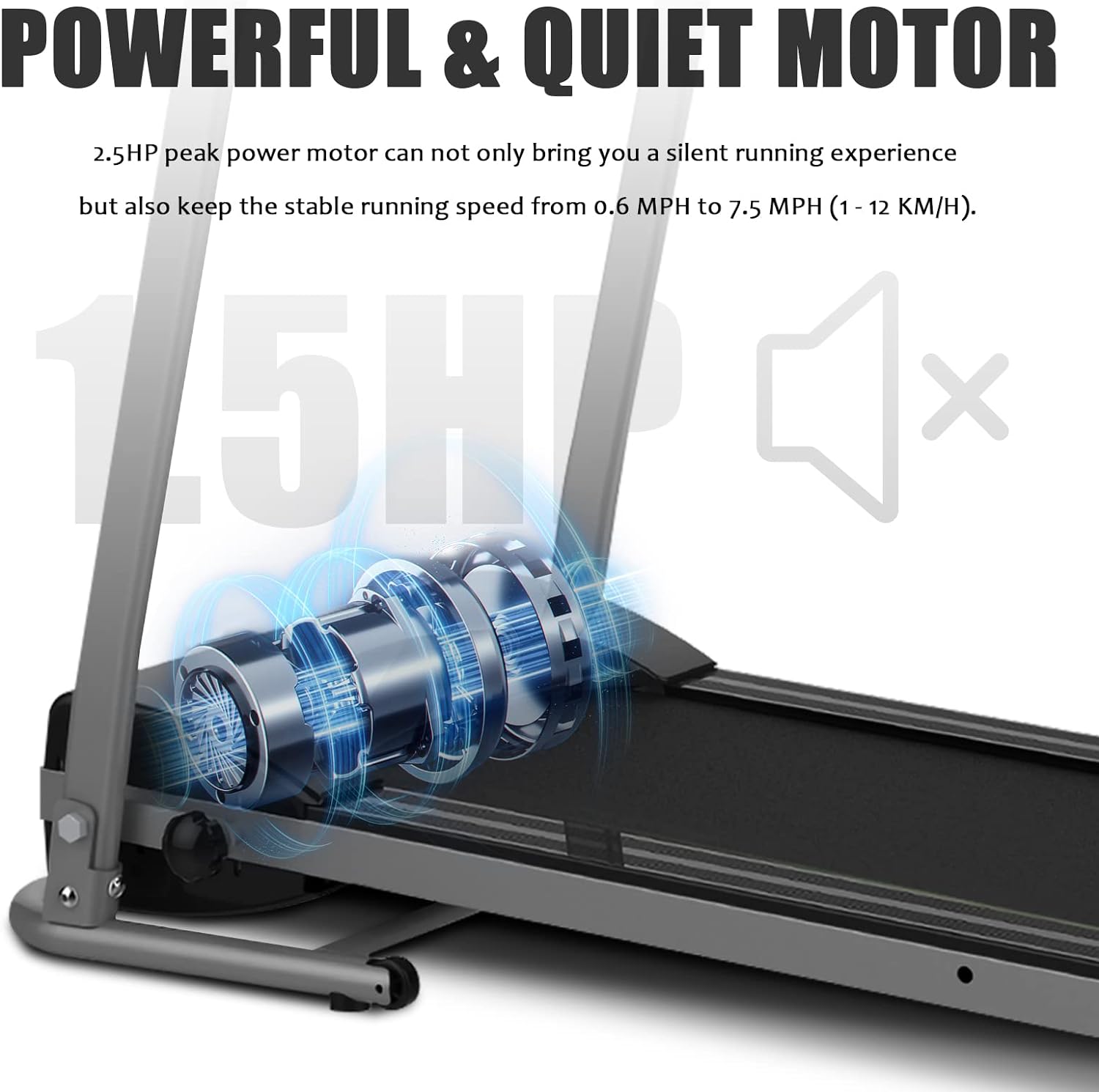 JETEAGO 2.5HP Folding Treadmill with 12 Modes, Electric Running Walking Exercise Machine with LCD Monitor, Cup Holder