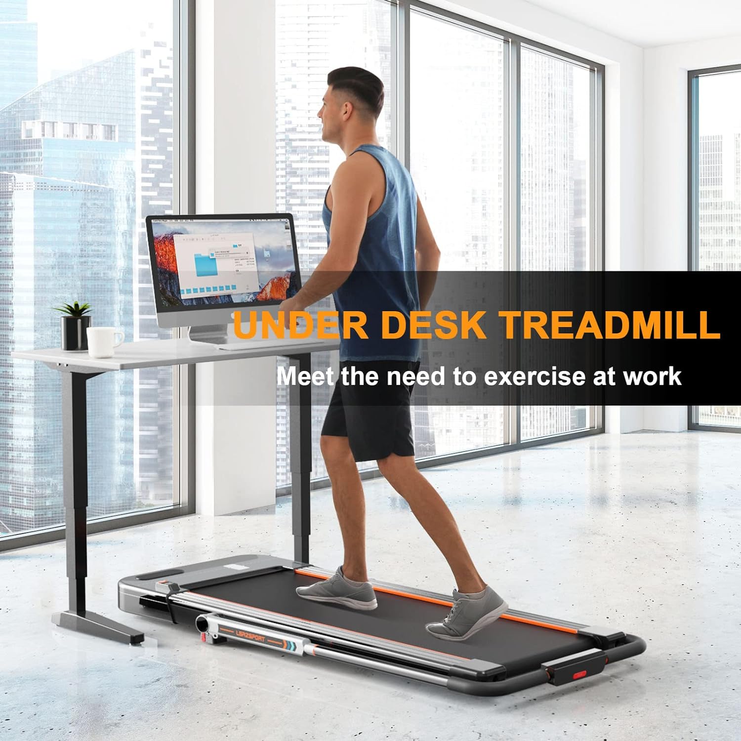 LSRZSPORT Under Desk Treadmill, 2 in 1 Folding Treadmills for Home Portable Compact 2.5HP Walking Pad Treadmill Under Desk Running Machine with Remote Control Speaker,Easy to Fold