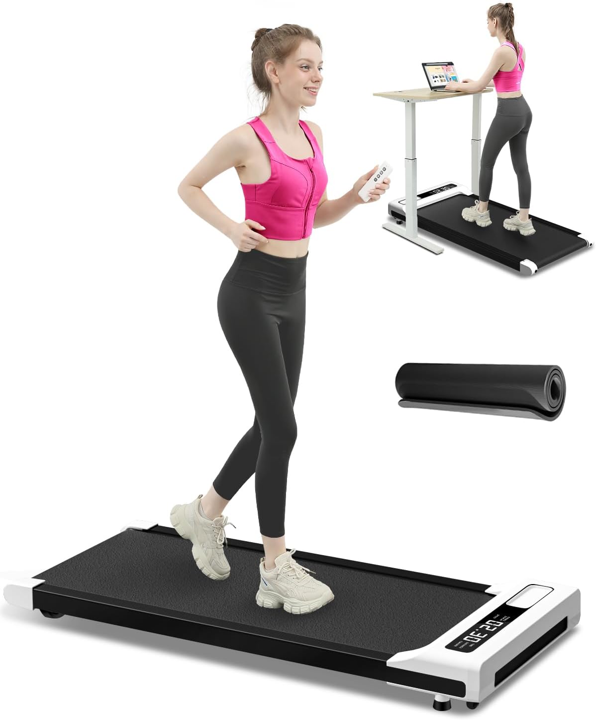 NOTIUS Walking Pad Treadmill Under Desk,Quiet Compact Desk Treadmill for Work from Home Office,Large Capacity with Rmote Control(𝐋𝐢𝐟𝐞𝐭𝐢𝐦𝐞 𝐖𝐚𝐫𝐫𝐚𝐧𝐭𝐲)