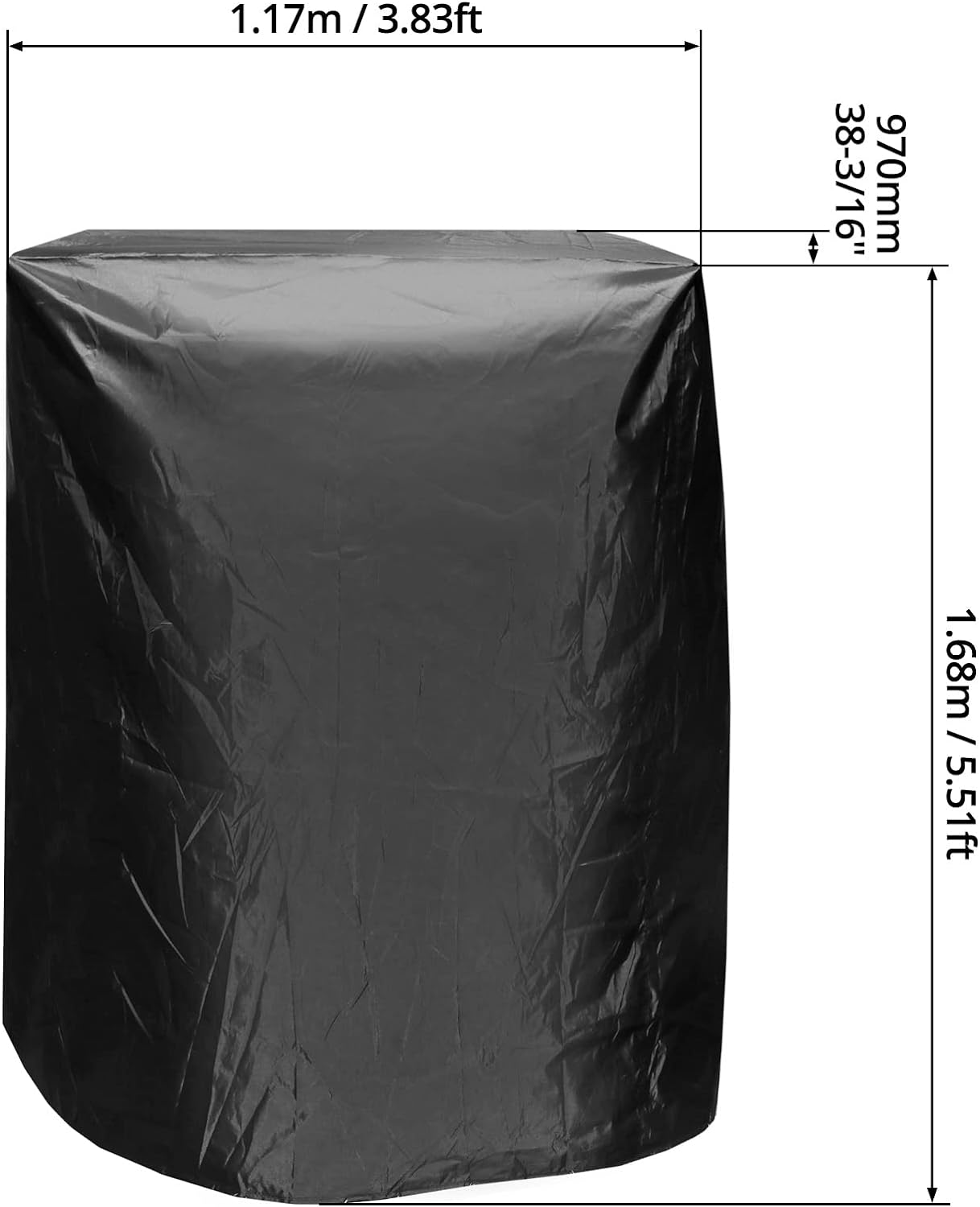 QWORK Black Treadmill Cover - Waterproof and Durable 46 L x 38 W x 66 H - Suitable for Most Folding Treadmills - Comes with Storage Bag
