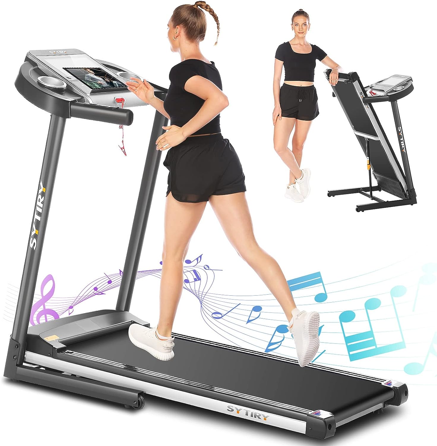 Smart Treadmills for Home, 10 HD Touchscreen Electric Treadmill with WiFi Connection, YouTube, Facebook, 3.25hp Folding Treadmill, Cardio Fitness Exercise Machine for Walking Jogging Running