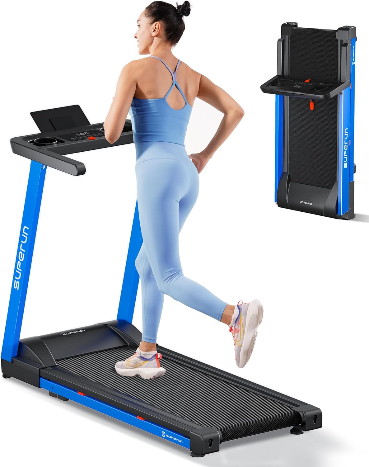 Superun Folding Treadmills for Home, 3.0HP Foldable Treadmill for Small Space, Portable Compact Treadmill, 12 Programs Built into Pitpat