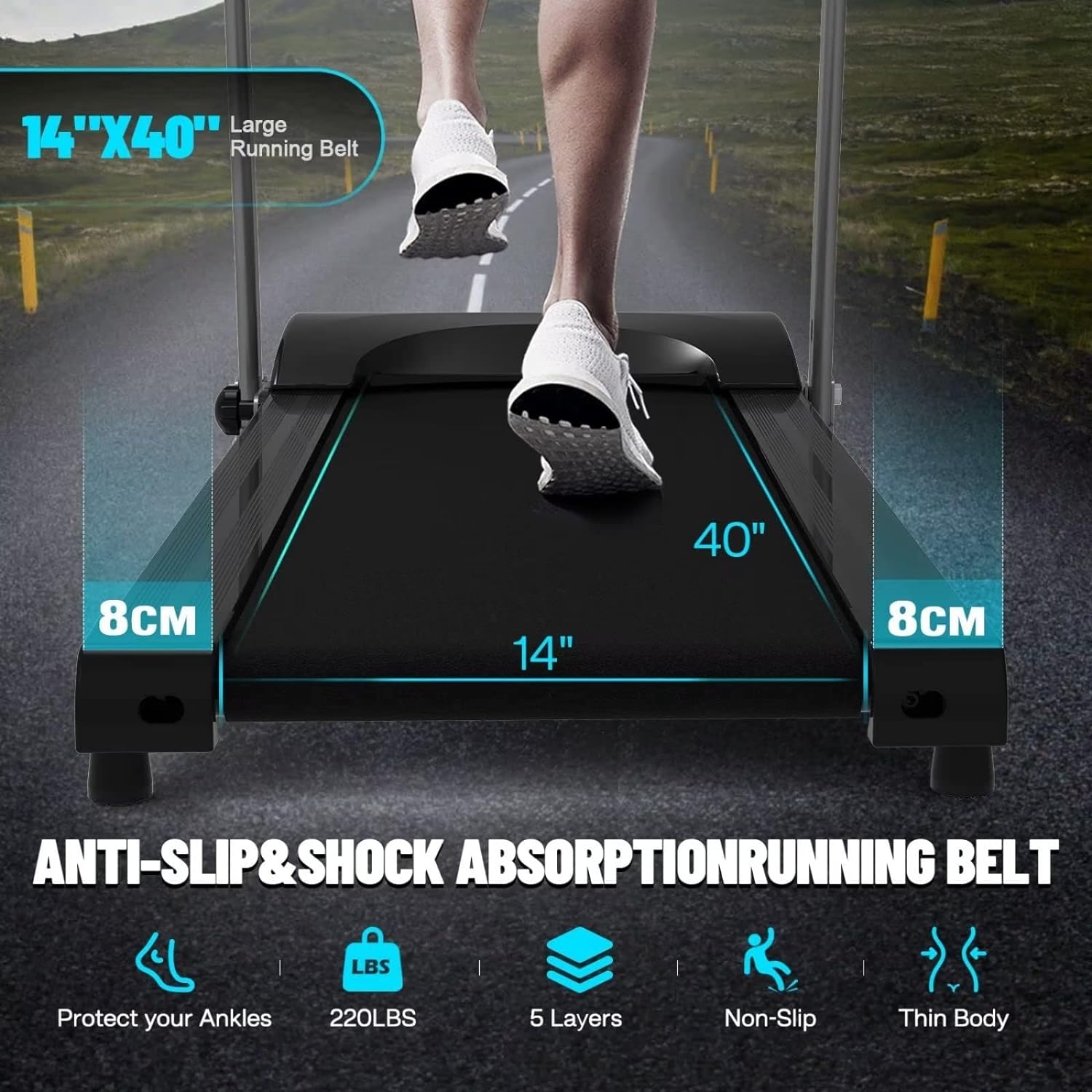 Treadmill,Treadmills for Home,Home Foldable Treadmill with Incline,2.5HP Portable Foldable Treadmill with 15 Pre Set Programs and LED Display Panel