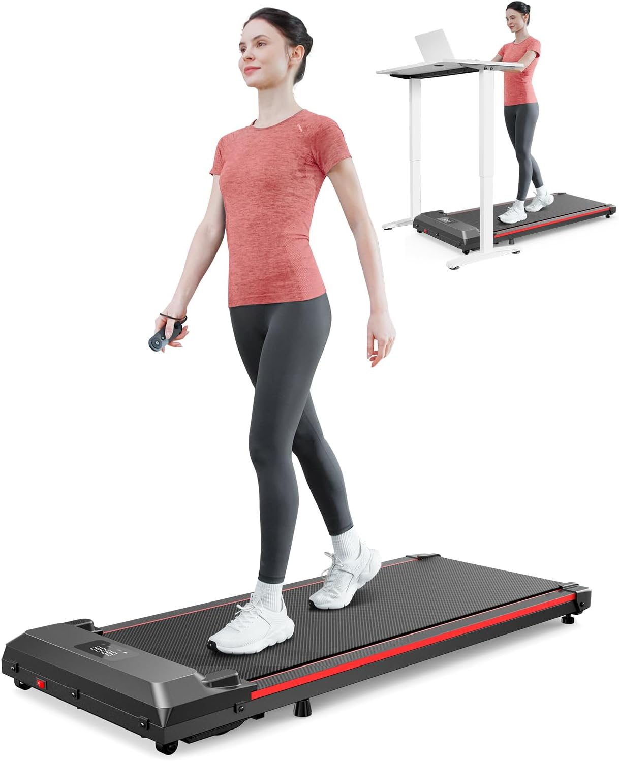 Walking Pad, GORPORE Under Desk Treadmill 2 in 1 for Home/Office Exercise, Portable Walking Treadmill, Electric Walking Jogging Machine with Remote Control, LED Display