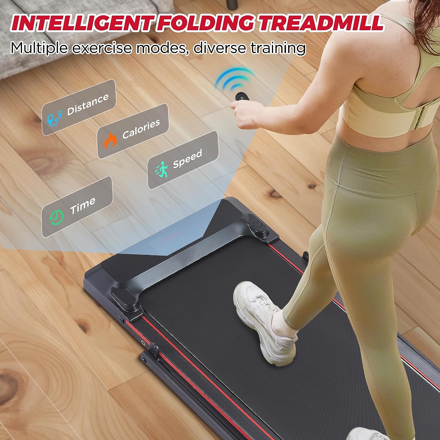 Walking Pad Treadmill Under Desk Treadmill 2.5HP Foldable Treadmill with Remote Control Portable Treadmill 2 in 1 Compact Treadmill Free Installation Quiet Treadmill Foldable with LED Display for Home