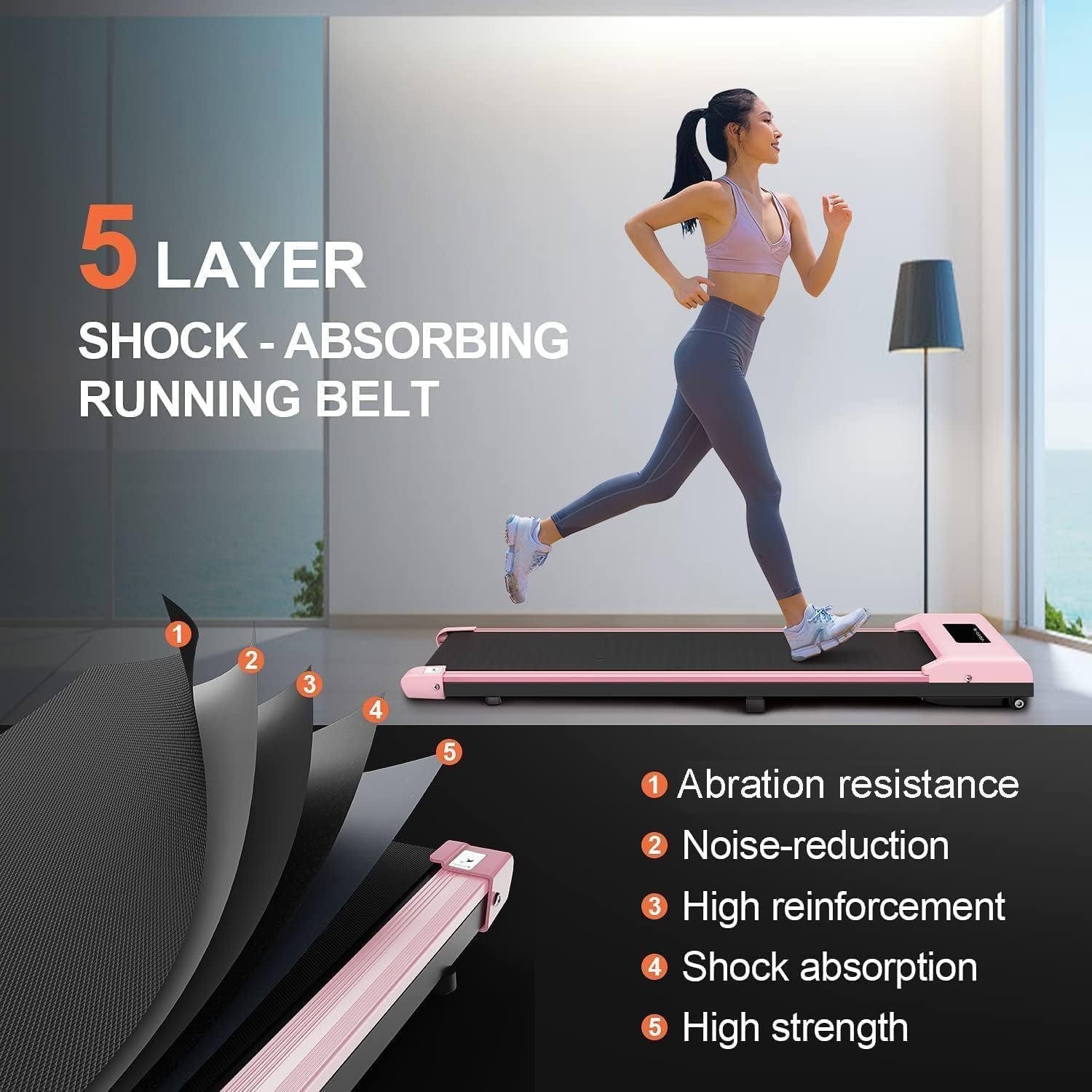 Walking Pad Under Desk Treadmill, Portable Treadmills Motorized Running Machine for Home, 6.25MPH, No Assembly Required, Remote Control, 240 Lb Capacity