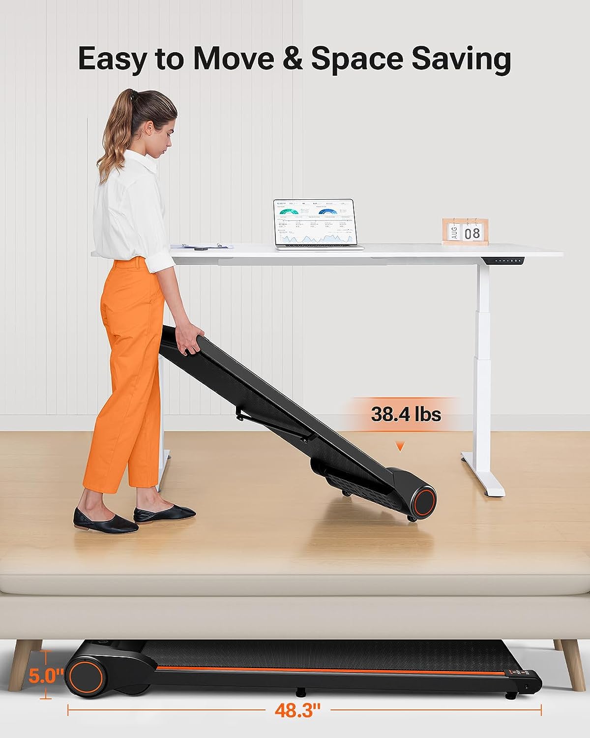 Walking Pad, UREVO Under Desk Treadmill for Home Office, Dual Control Portable Walking Pad Treadmill Under Desk with Wider Running Belt