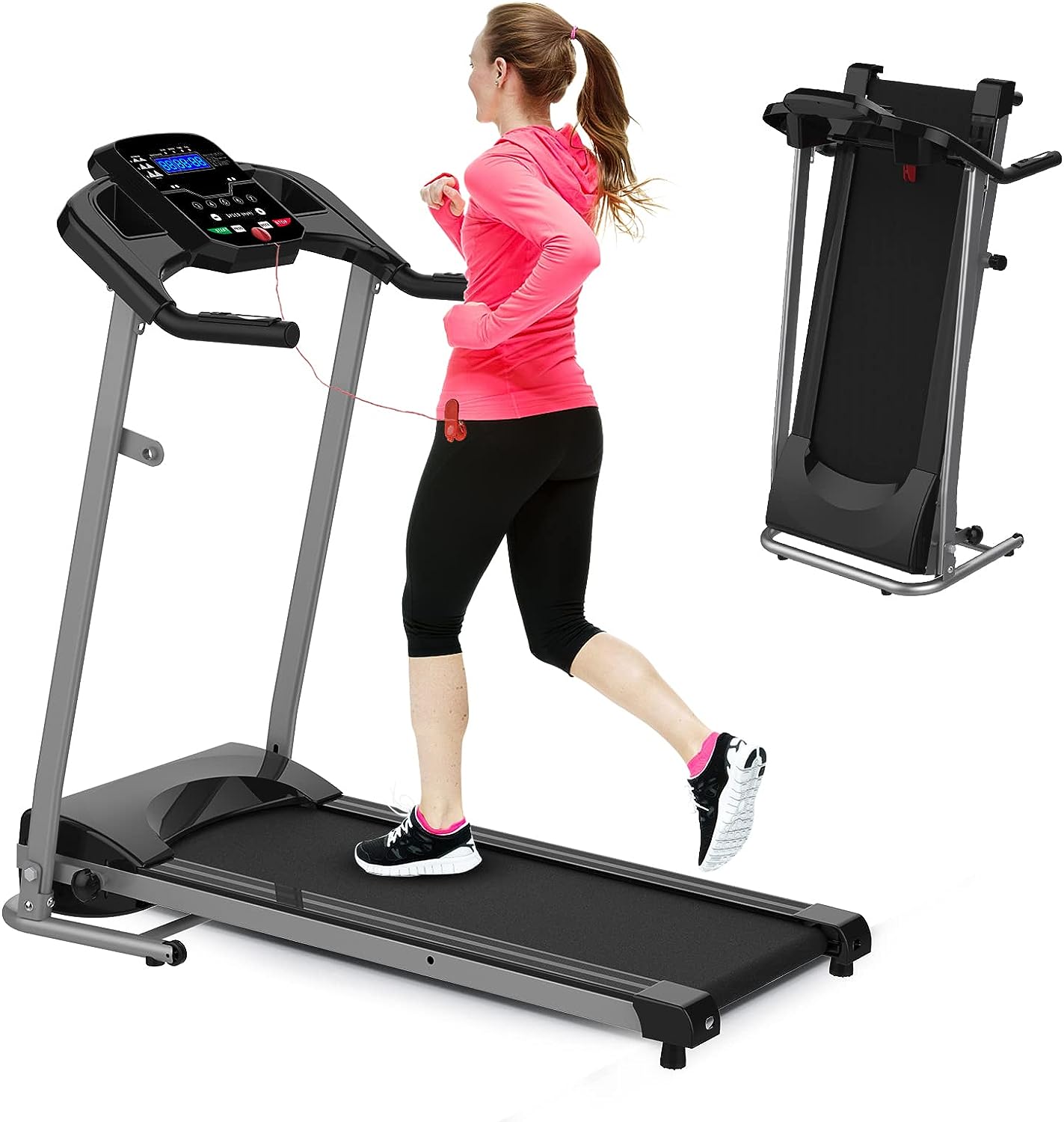 XMKEY Folding Treadmill-Walking Pad-Treadmills for Home-2.5 HP Portable Electric Foldable Treadmill with Incline Running Exercise Machine Compact Treadmill Fitness Workout Jogging Walking