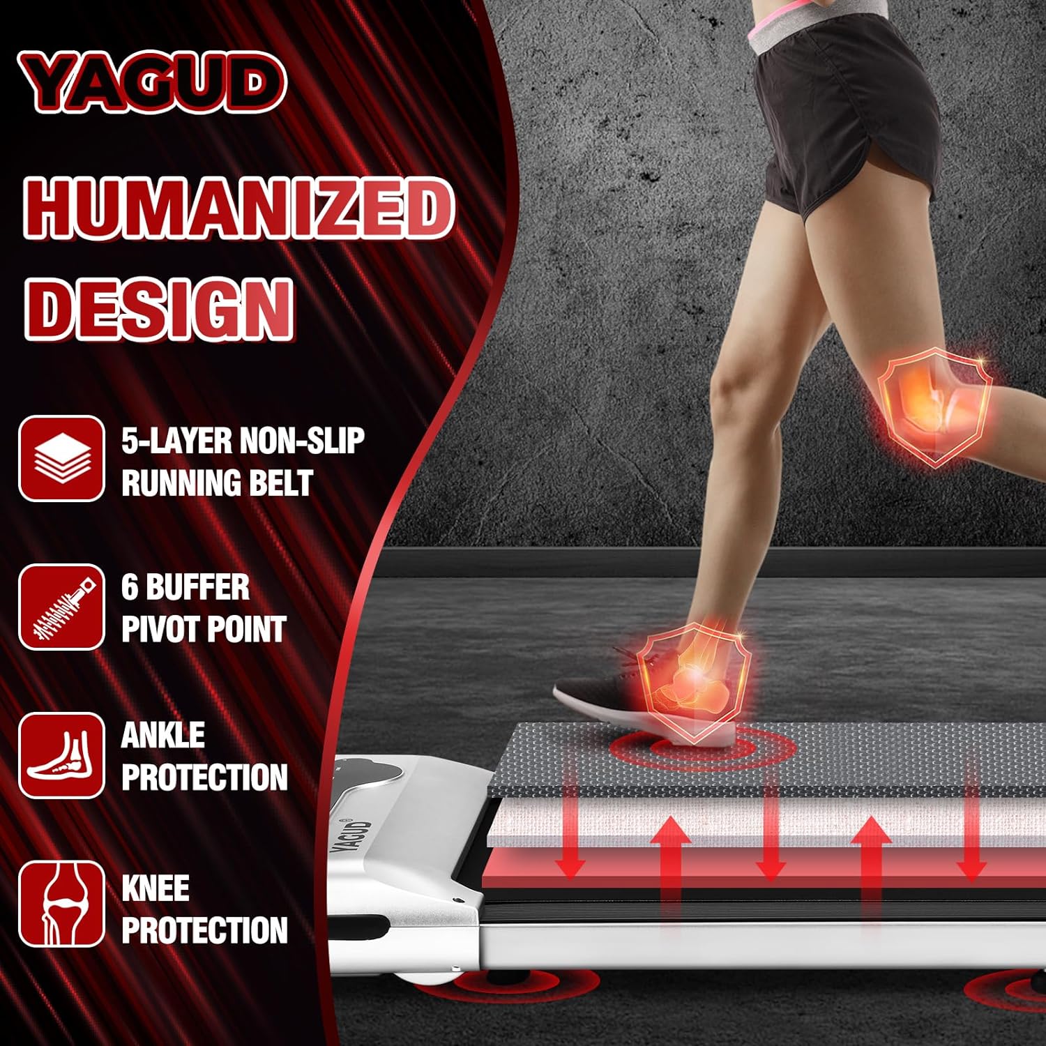 Yagud Under Desk Treadmill, Walking Pad for Home and Office, 2.5 HP Portable Walking Jogging Running Machine with Remote Control and LED Display, Sliver