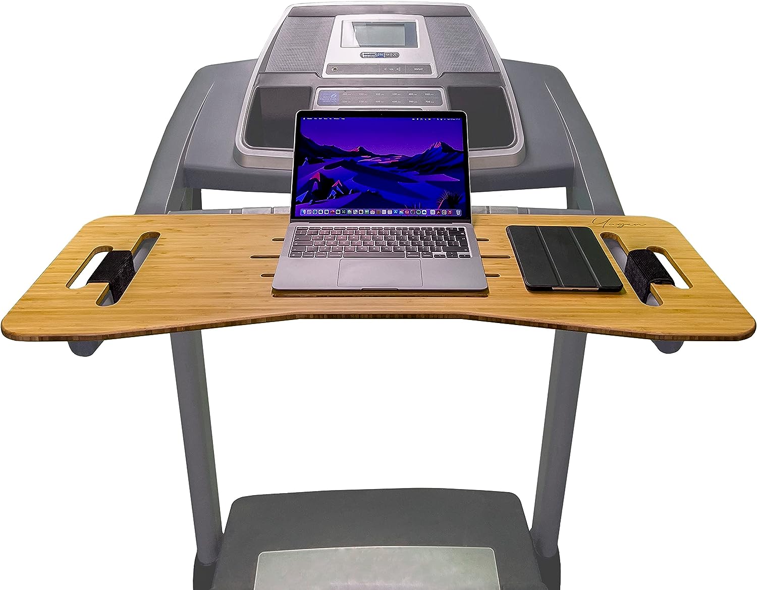 Yūgen Bamboo Treadmill Desk Attachment - Universal Fit Up to 40 Laptop Stand for Treadmill - Ergonomic Adjustable High Ventilation Treadmill Desk for Laptop, Notebook, iPad, Smart Device, Book Holder